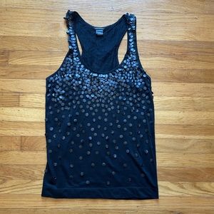 Club Monaco / Black leather dot tank